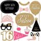 Big Dot of Happiness Chic 16th Birthday - Pink, Black and Gold - Photo Booth Props Kit - 20 Count